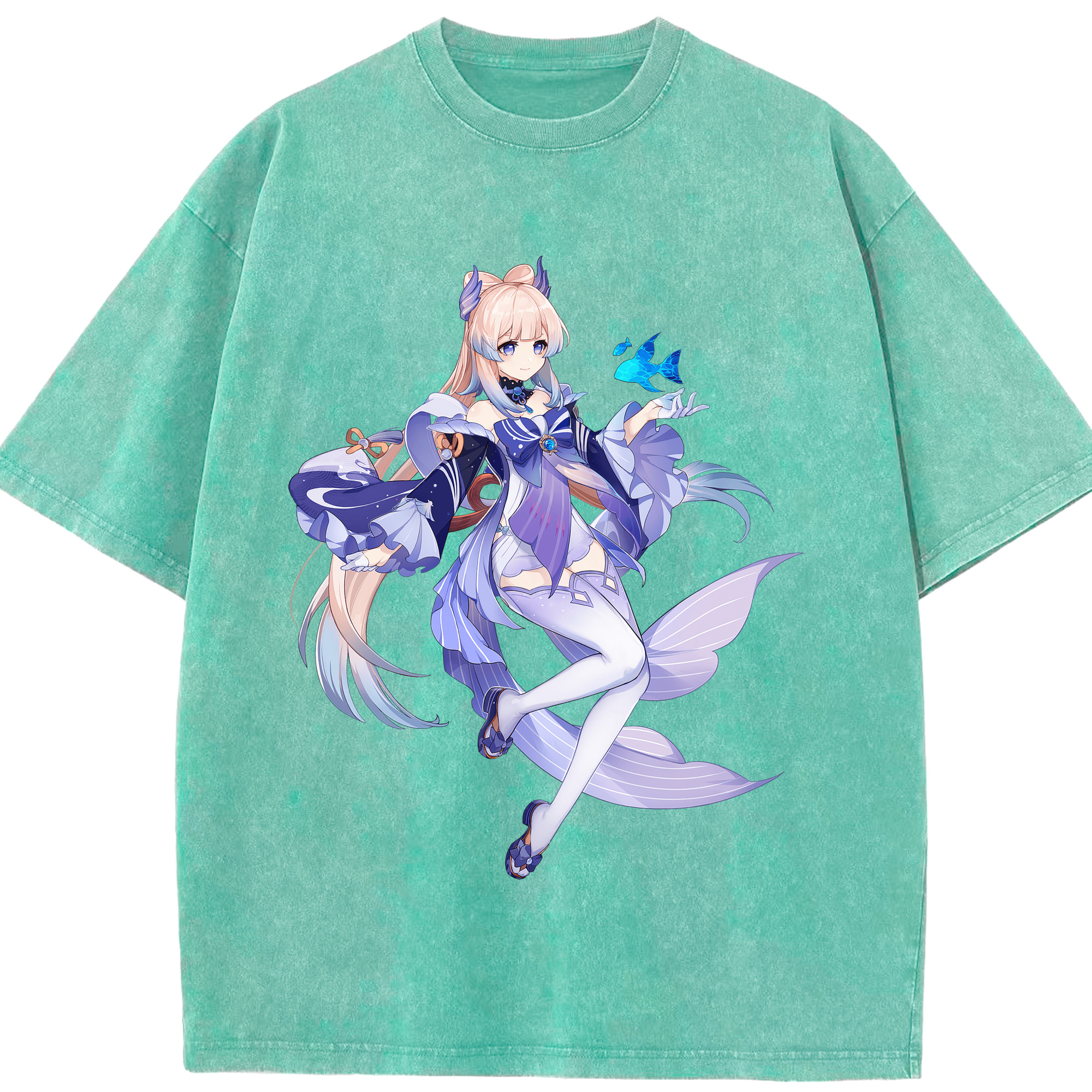 げんし神 珊瑚宮心海 サンゴノミヤ・ココミ genshin Sangonomiya Kokomi 綿100% ヴィンテージ風 半袖Tシャツ（フロントプリント）